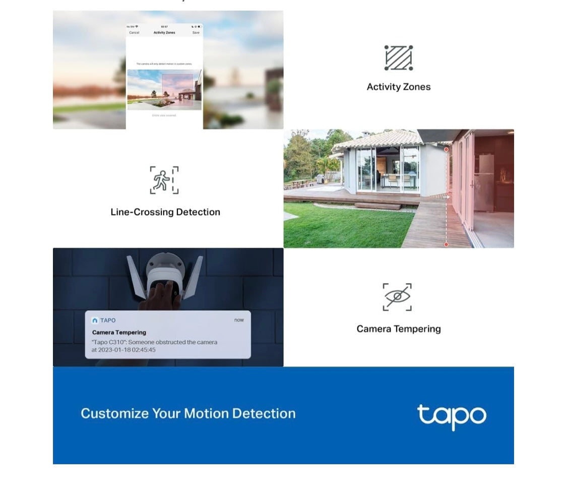 Tapo pack 2 Caméras Wifi de surveillance extérieure 2K 360 iOS/Androïd -20.000F