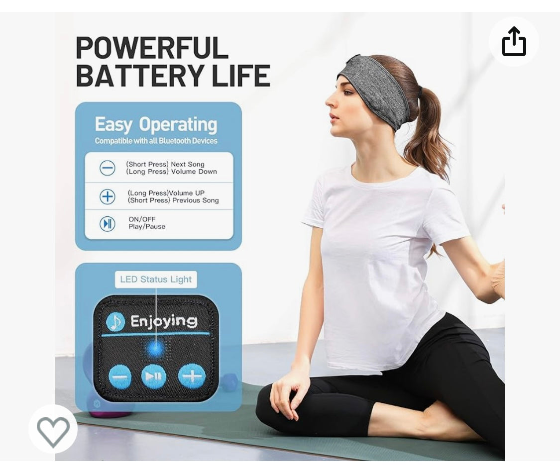 Casque sommeil et Bandeau sport Bluetooth -4.900F