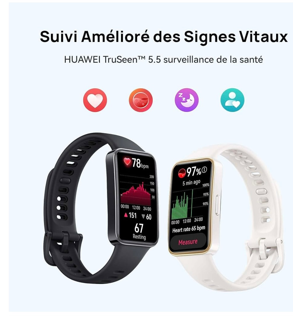 Montre connectée Sport/Santé Huawei Band 9 noire iOS/Androïd -10.000F