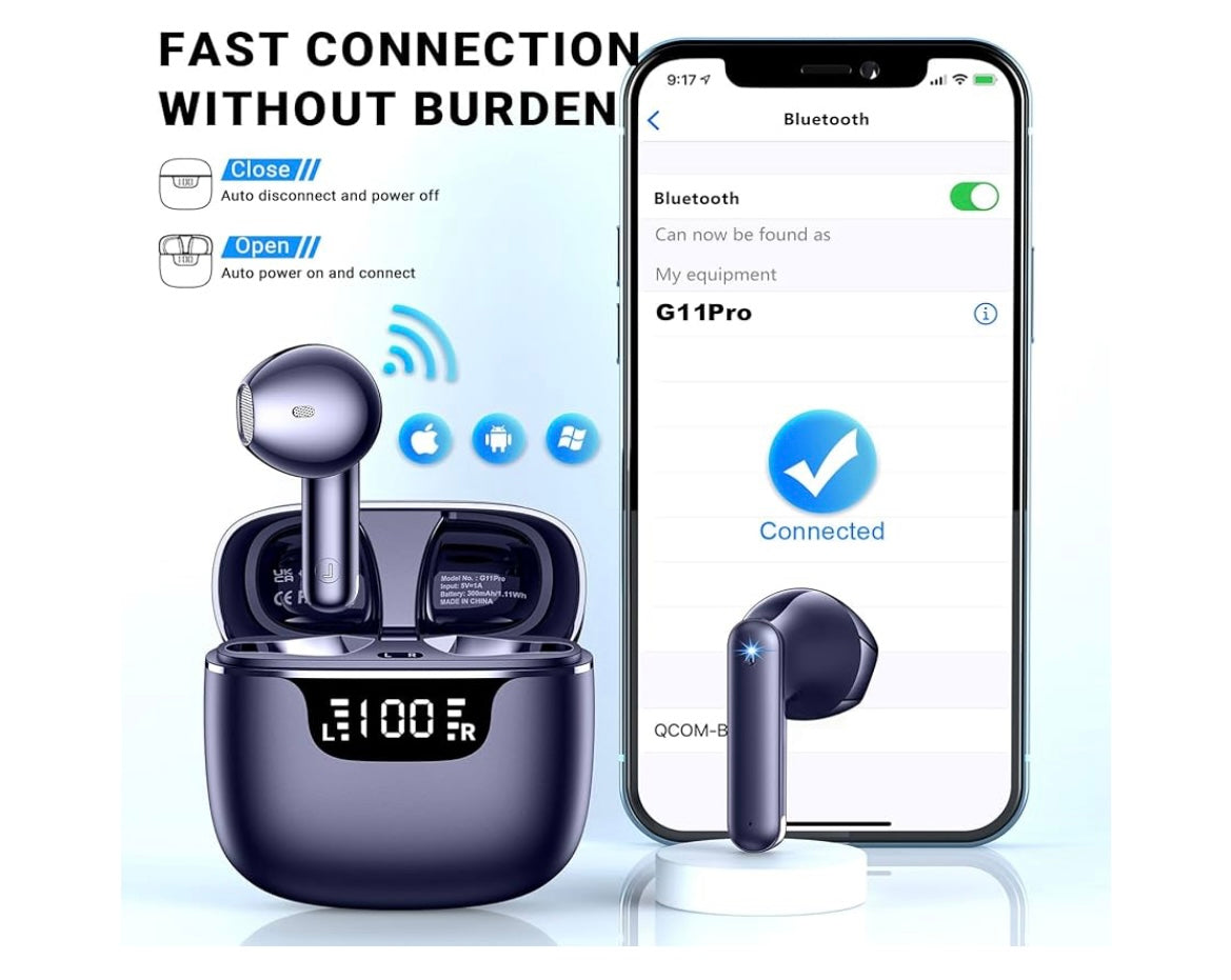 Oreillette sans fil Bluetooth 5.4 bleu «Style EarPods » -5.000F