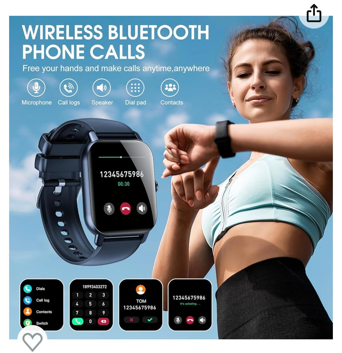Montre Connectée Sport/Santé iOS/Androïd bleue -10.000F