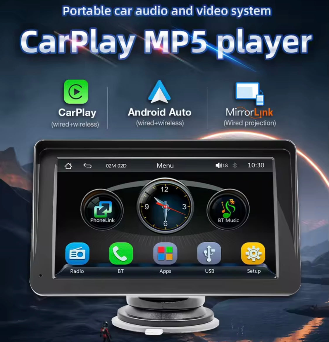 CarPlay et Android auto écran 7’ wireless