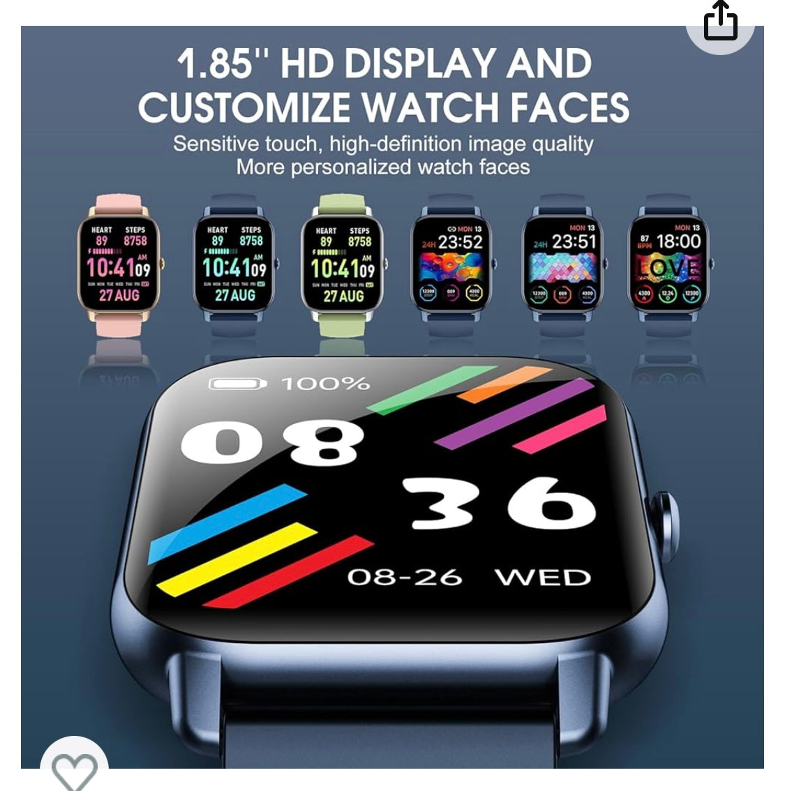 Montre Connectée Sport/Santé iOS/Androïd bleue -10.000F