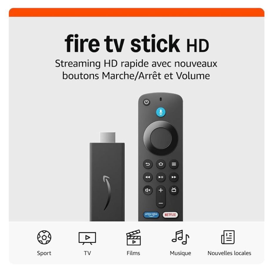 Nouveau Fire TV Stick HD/Wifi 5 avec télécommande vocale -9.900F