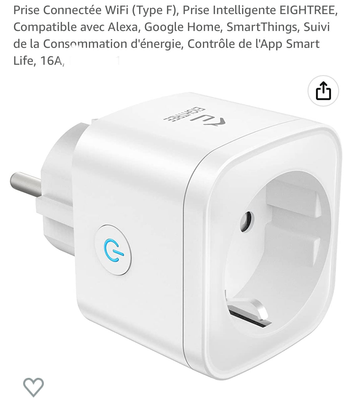 Prise connectée Eightree Wifi iOS/Androïd -5.000F