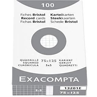 Fiches Bristol 75x125 quadrillé blanc étui de 100 -20% - GEO Gabon Shop Online