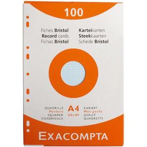 Fiches bristol couleur A4 210x297 perf quadrillé étui de 100 -20% - GEO Gabon Shop Online