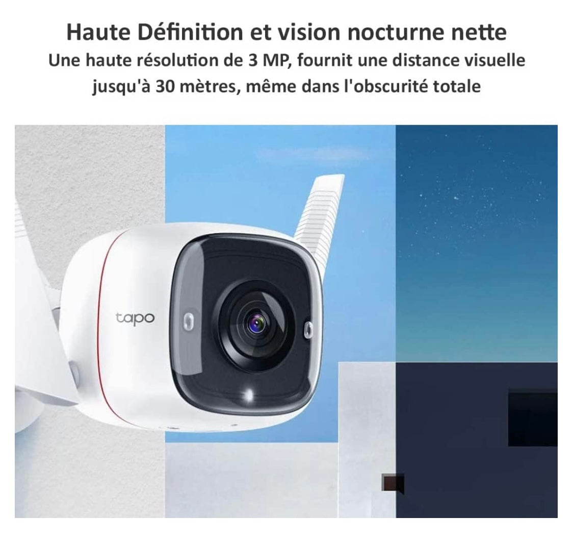 Tapo Caméra Wifi de surveillance extérieure 360 iOS/Androïd -19.900F