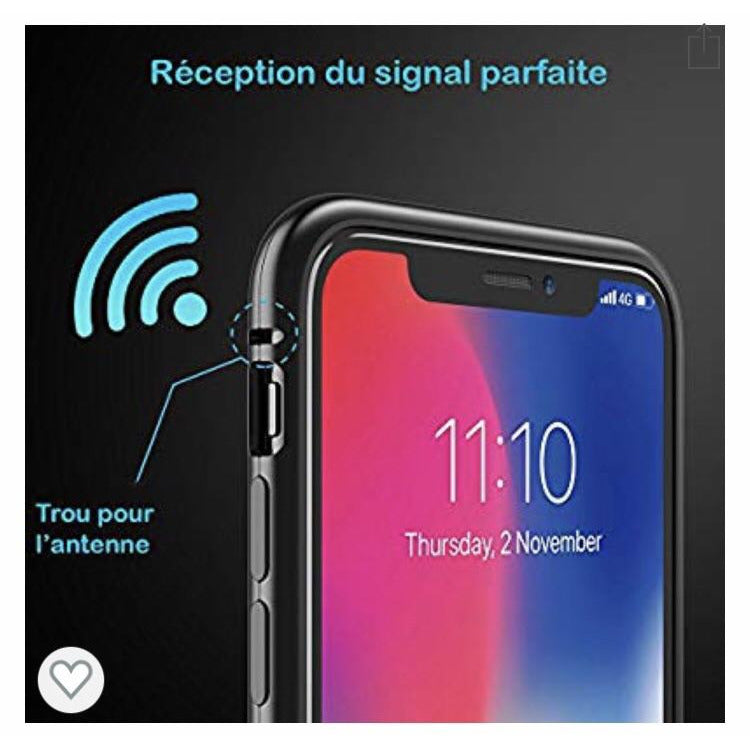 Coque rigide en verre trempé noir IPhone X -50% - GEO Gabon Shop Online