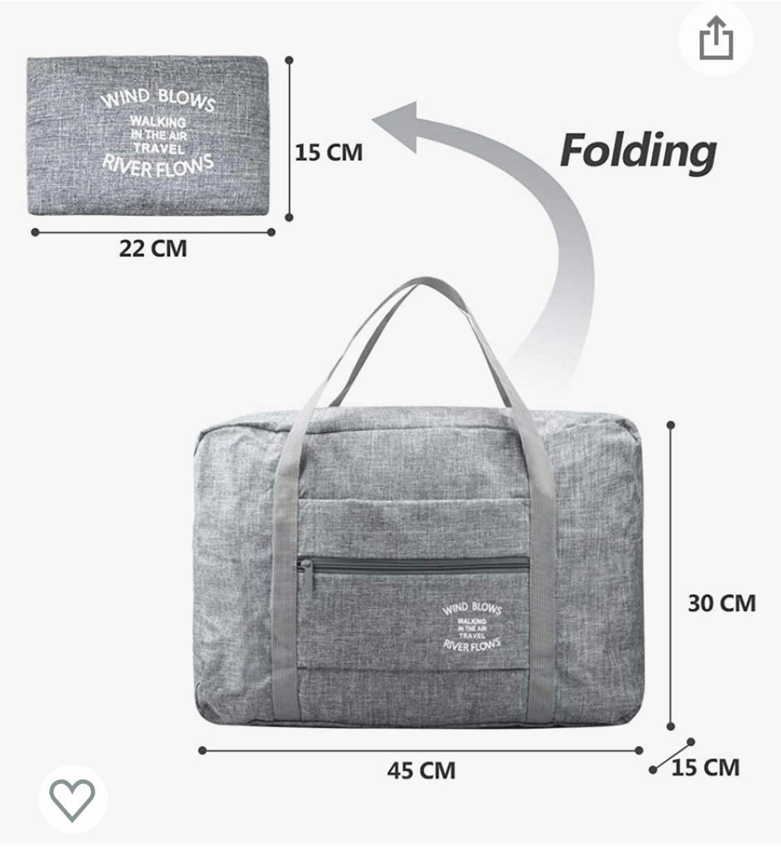 Sac de Voyage pliable 30L gris -40% - GEO Gabon Shop Online