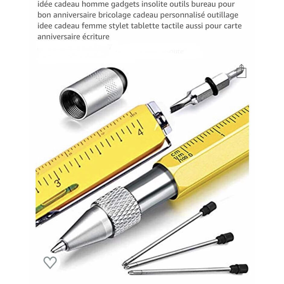 Stylo gadget 6 en 1 noir/jaune/blanc -25% - GEO Gabon Shop Online