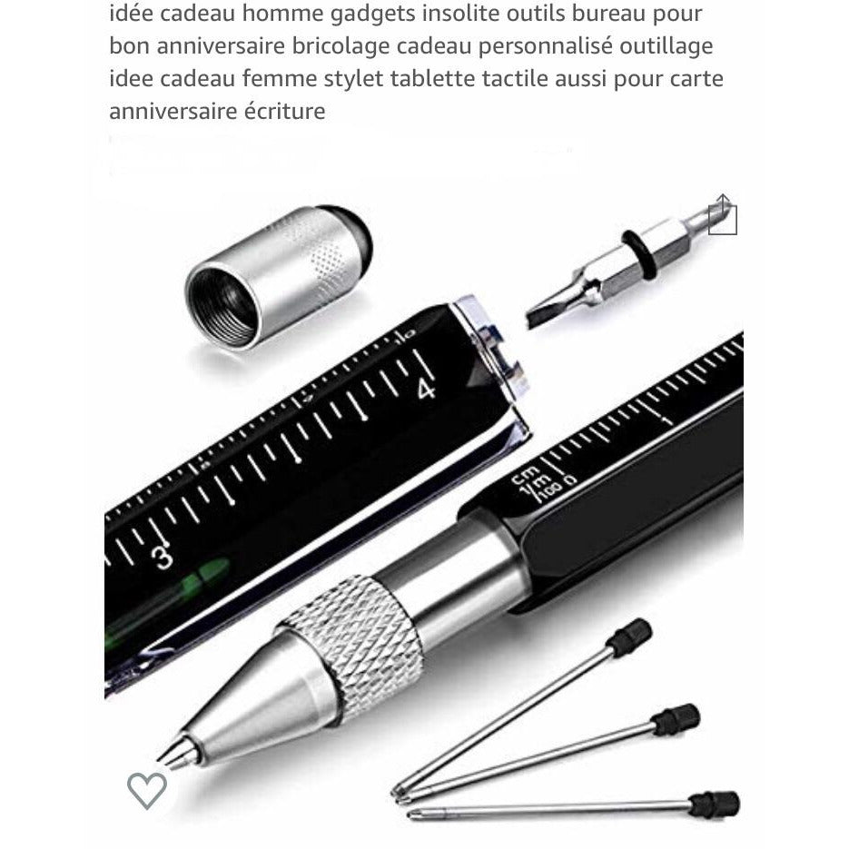 Stylo gadget 6 en 1 noir/jaune/blanc -25% - GEO Gabon Shop Online