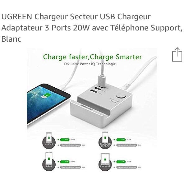 Chargeur secteur Smart 3 Usb -50% - GEO Gabon Shop Online