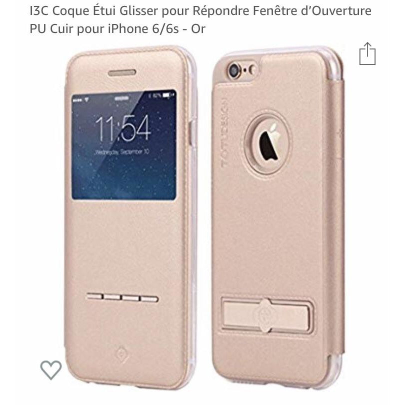 Étui portefeuille cuir or rose iPhone 6/6S -Destockage !!! - GEO Gabon Shop Online
