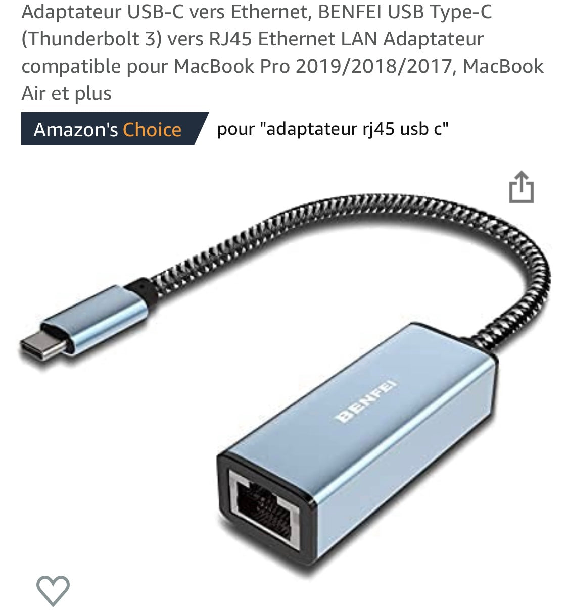 Adaptateur USB-C vers Ethernet