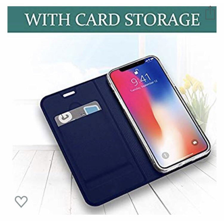 Étui portefeuille en cuir bleu iPhone X/XS -50% - GEO Gabon Shop Online