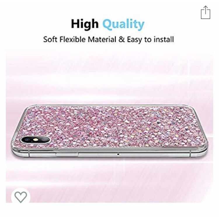 Coque en Silicone Rose + Strass iPhone X/XS -33% - GEO Gabon Shop Online