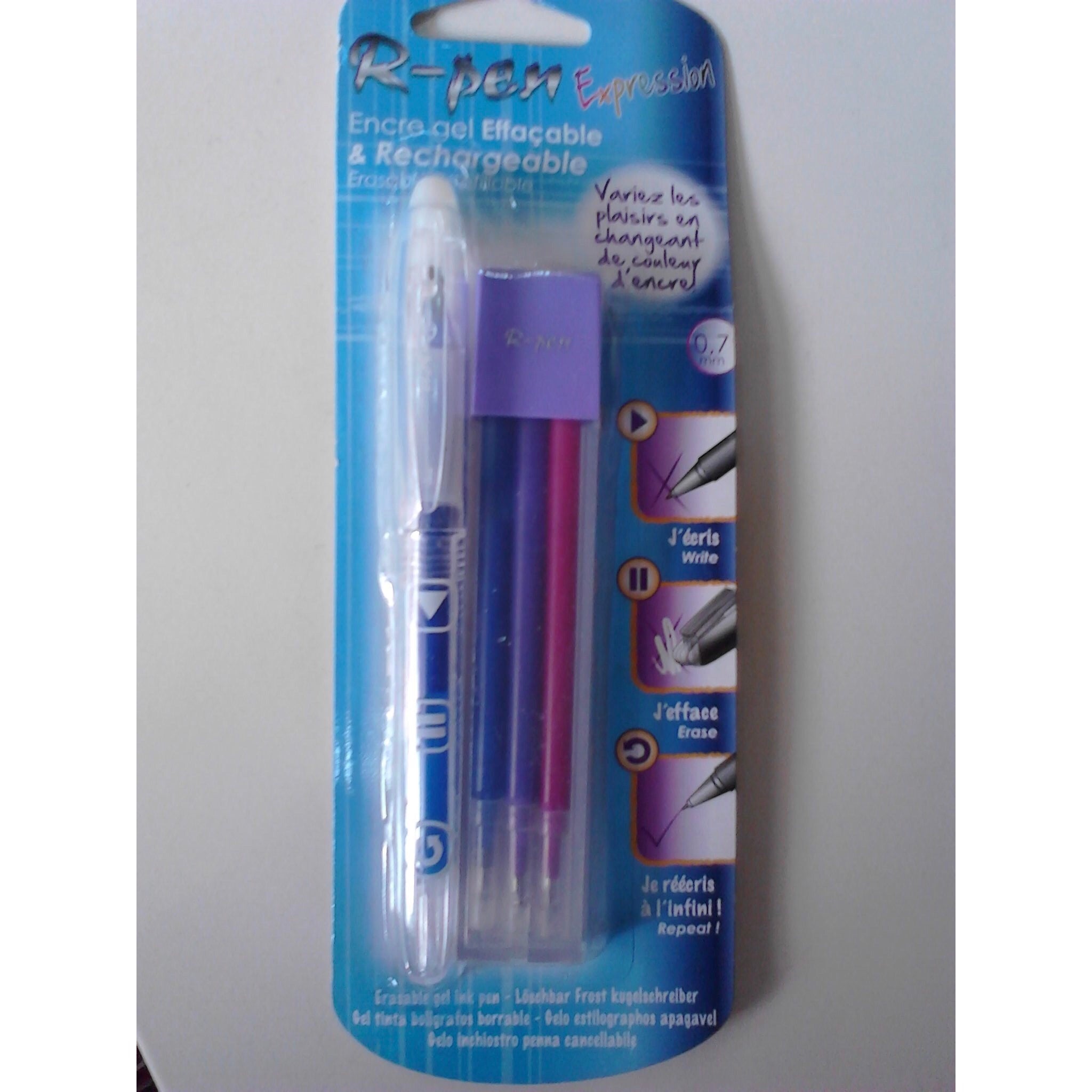 Stylo à bille effaçable bleu stylo à encre gel effaçable, 2 stylos