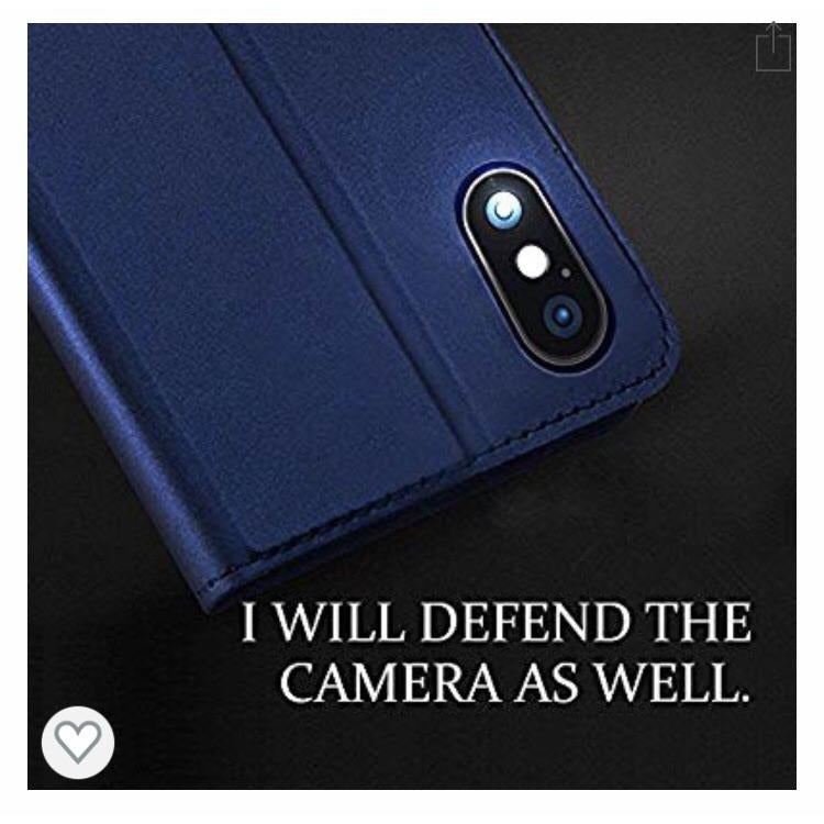 Étui portefeuille en cuir bleu iPhone X/XS -50% - GEO Gabon Shop Online