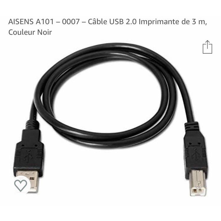 Cable imprimante USB 2.0 A/B 3m -38% - GEO Gabon Shop Online