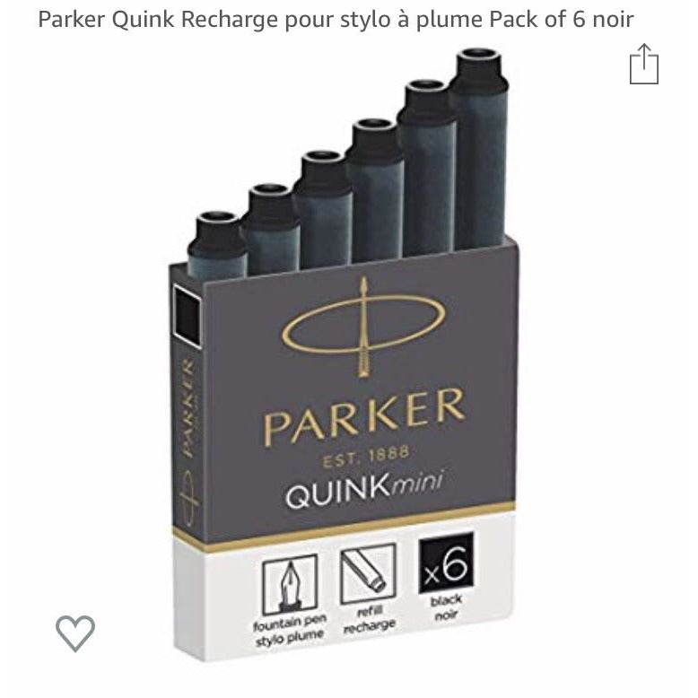 Parker recharges pour stylo bille | pointe moyenne | encre noire QUINKflow  | lot de 20