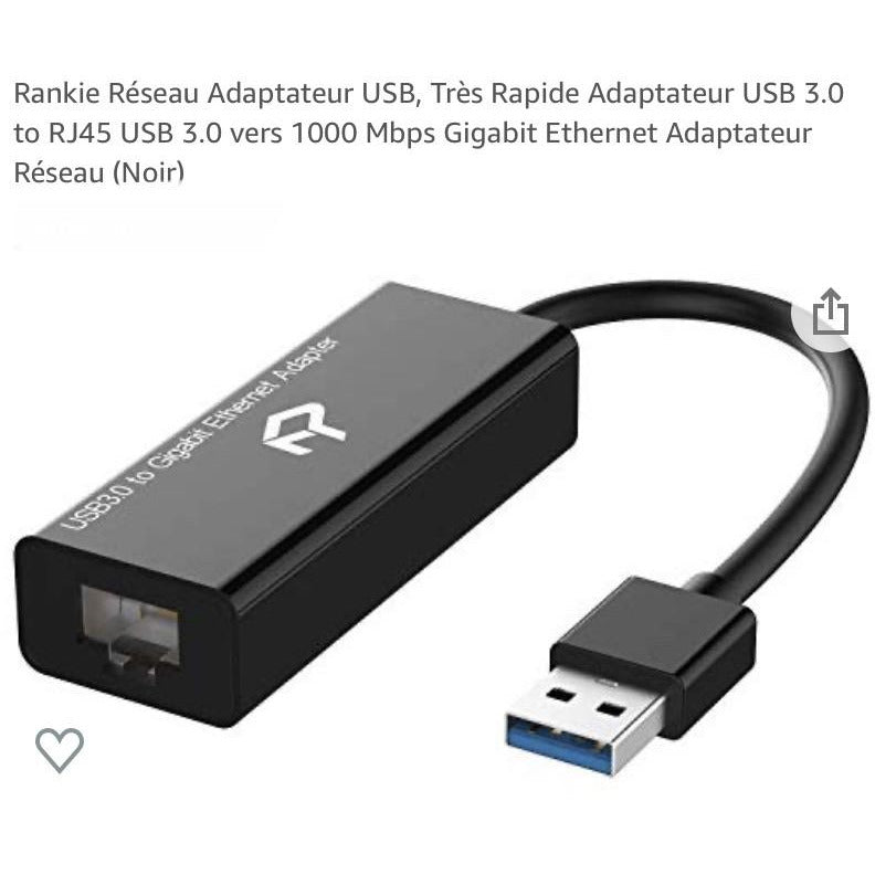 Adaptateur Ethernet USB 3.0 vers RJ45 Adaptateur réseau LAN 1000Mbps  Compatible avec Windows 10/8.1/8/