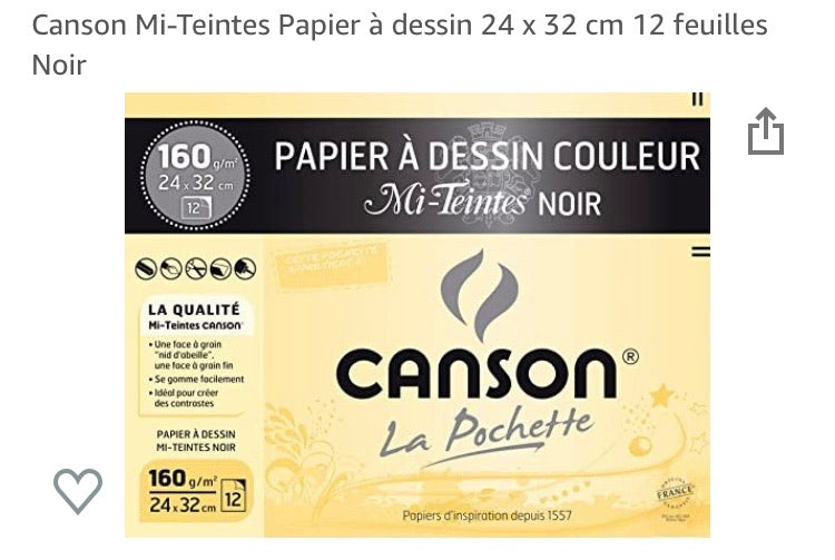 Papier Dessin Canson noir A4 maxi 24x32 12f 160g -Promotion !!!