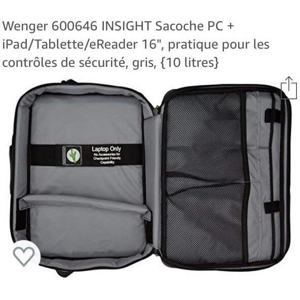 Sac Notebook WENGER Insight 15.6/16" noir -25% - GEO Gabon Shop Online