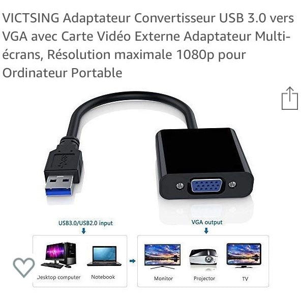 Adaptateur/Convertisseur USB 3.0->VGA -40% - GEO Gabon Shop Online