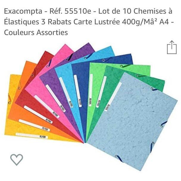 Chemises 3 rabats à élastiques ass coul paquet de 10 -20% - GEO Gabon Shop Online