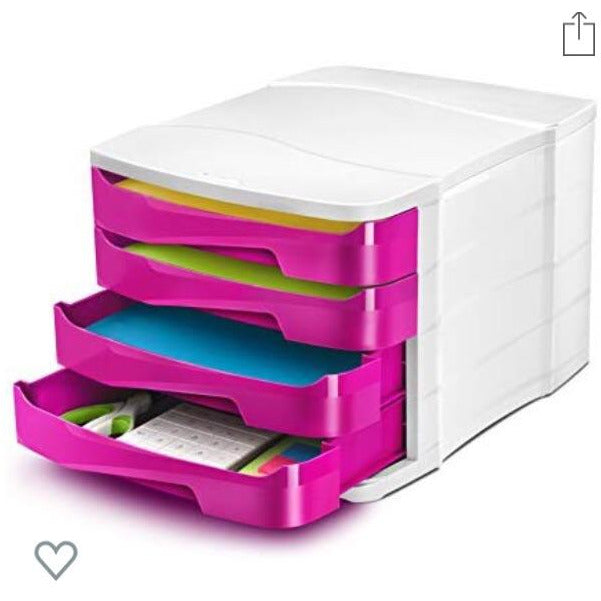 Bloc Classement 4 tiroirs Blanc/Rose -20% - GEO Gabon Shop Online