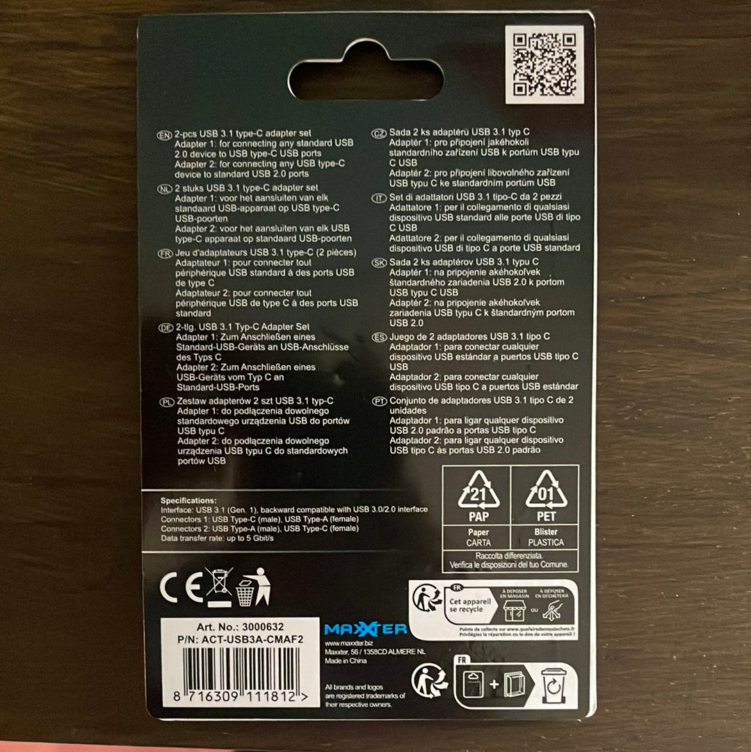 Kit Adaptateur USB <-> USB-C -2.500F