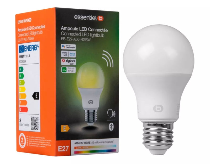 Essentiel B Ampoule connectée 800 lumens White & Color Wifi iOS/Androïd E27 -5.000F