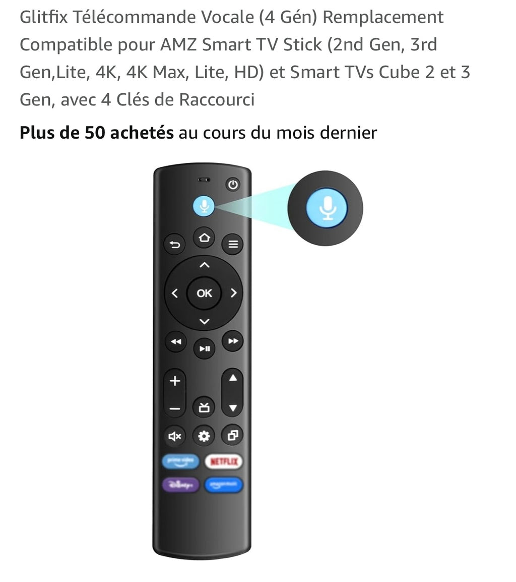 Télécommande Vocale pour Fire Tv Stick/Cube -5.000F