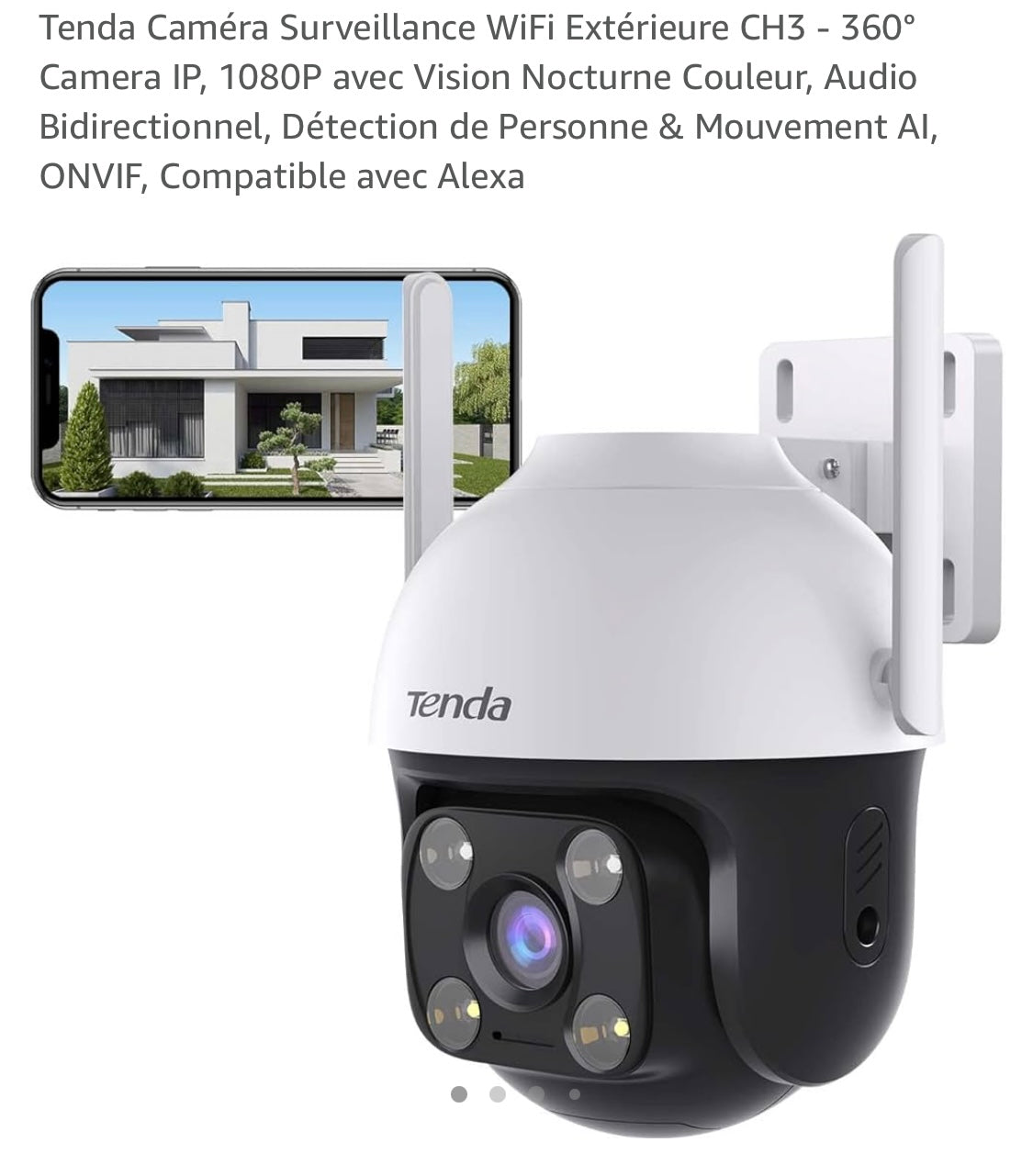 Tenda Caméra Wifi de surveillance extérieure motorisée 360 (iOS/Androïd) -10.000F