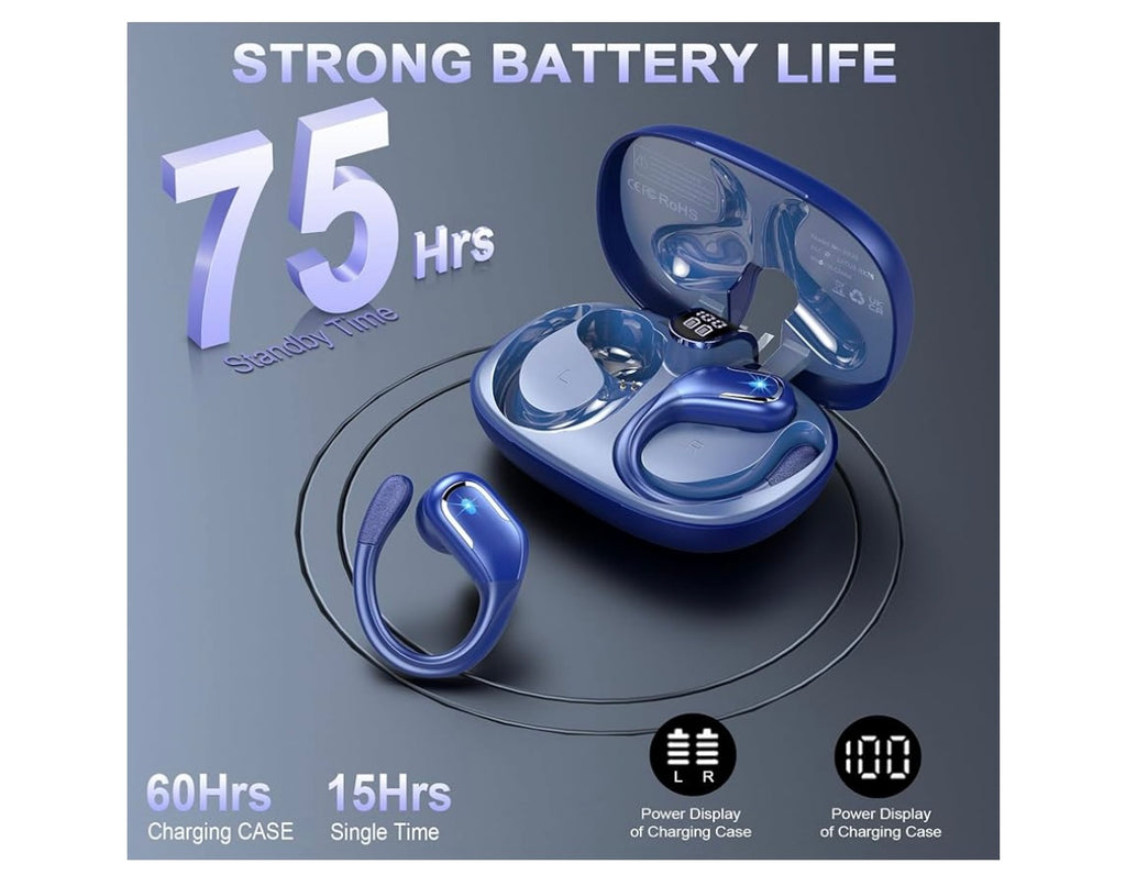 Oreillette sans fil Bluetooth 5.4 bleu «Design Sport» -5.000F