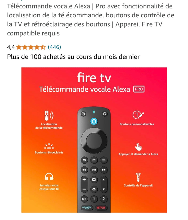 Télécommande Vocale Pro pour Fire Tv Stick/Cube -10.000F