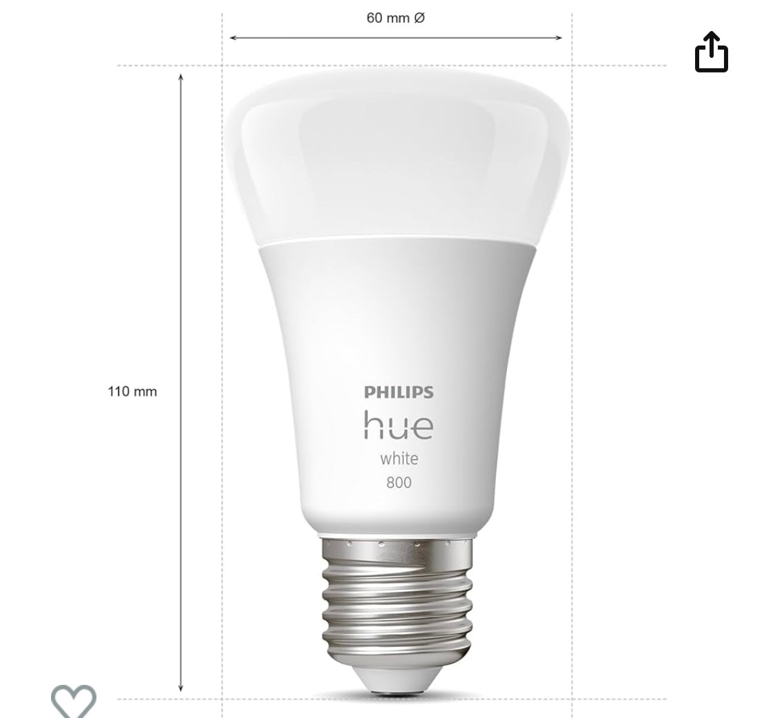 Ampoule connectée Philips Hue 800 lumens Wifi iOS/Androïd -4.9 »00F
