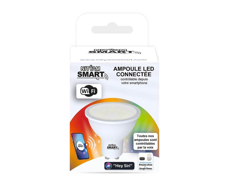 Nityam Ampoule connectée 400 lumens White & Color Wifi iOS/Androïd GU10 -2.000F