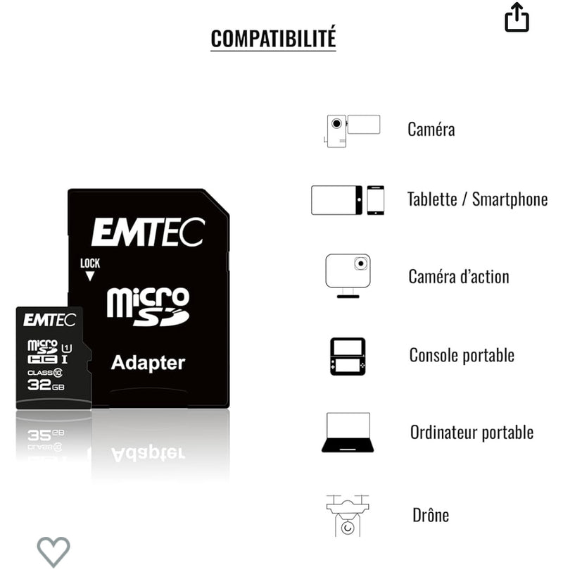 Carte Micro SDHC 64 gb -5.000 F