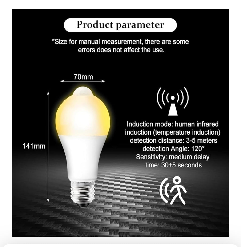 Ampoule 15w à détecteur de mouvements (blanc chaud) E27 -5.000F
