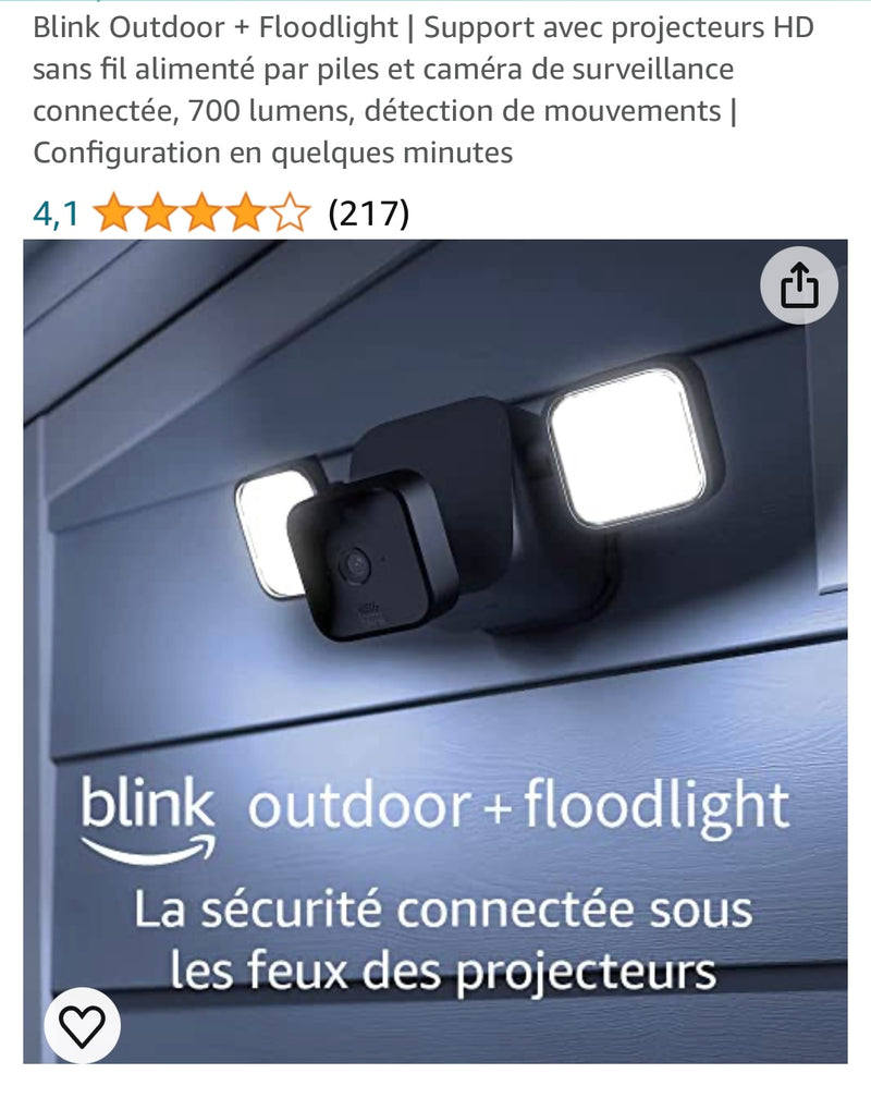 Blink Outdoor Caméra autonome Wifi + Floodlight (surveillance extérieure) iOS/Androïd -50.000F