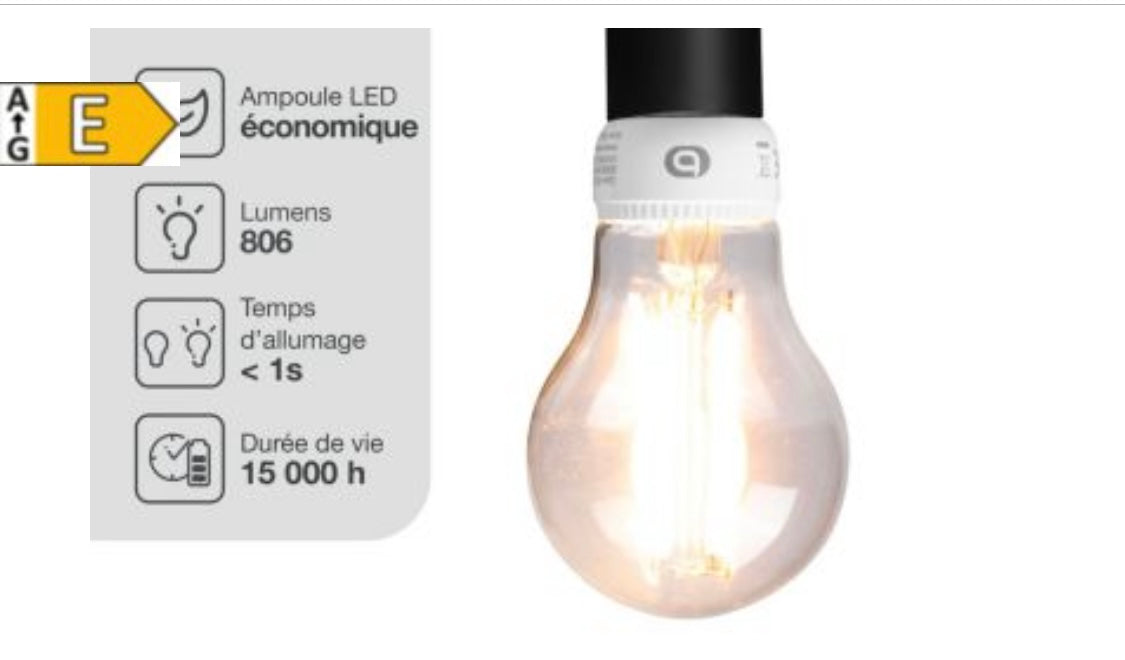 Essentiel B Ampoule connectée 800 lumens White à Filaments Wifi iOS/Androïd E27 -5.000F