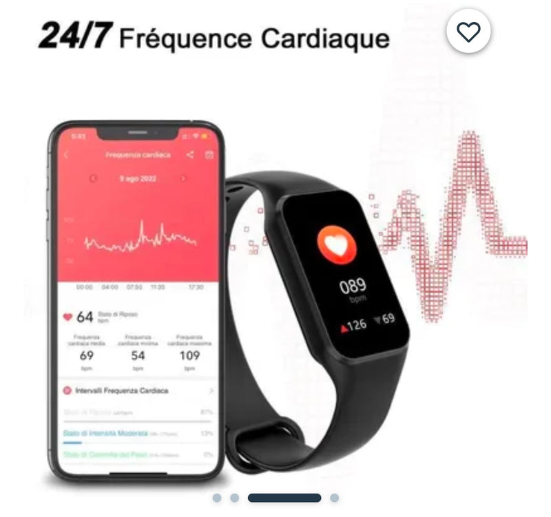 Montre Sport Connectée R1 iOS/Androïd noire -10.000F