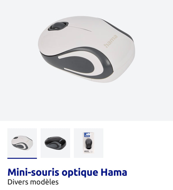 Souris Mini Optique Sans/fil Hama blanc -1.500F