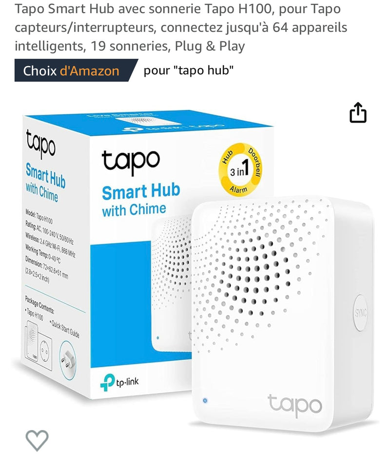 Tapo Smart Hub Wifi iOS/Androïd -4.900F