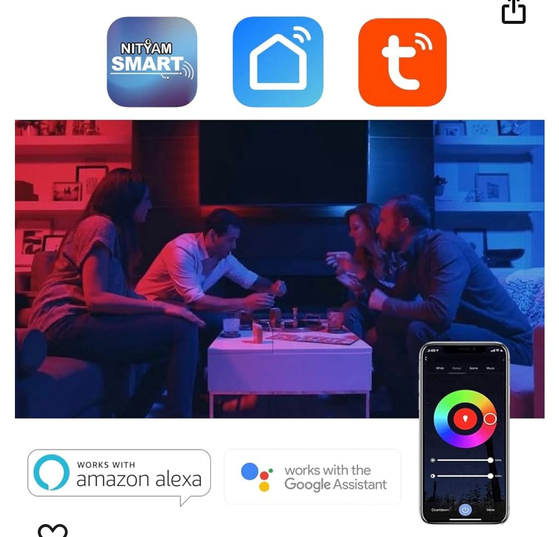 Nityam Ampoule connectée 800 lumens White & Color Wifi iOS/Androïd E27 -2.000F