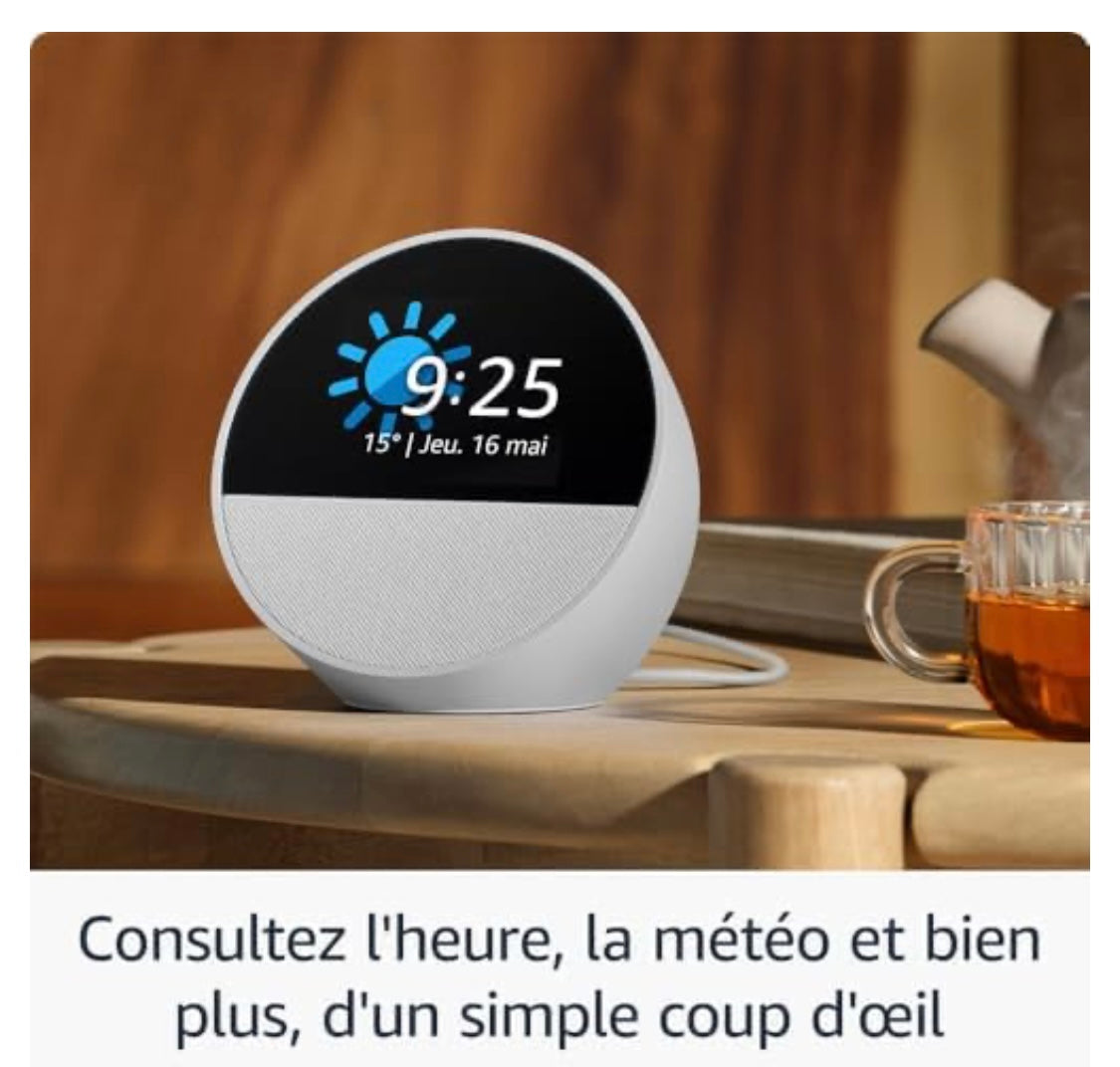 Echo Spot Réveil/Enceinte Connecté Blanc avec Alexa -20.000F