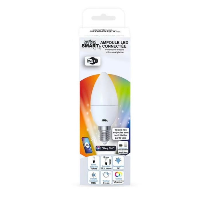 Nityam Ampoule connectée 470 lumens White & Color Wifi iOS/Androïd E14 -2.000F