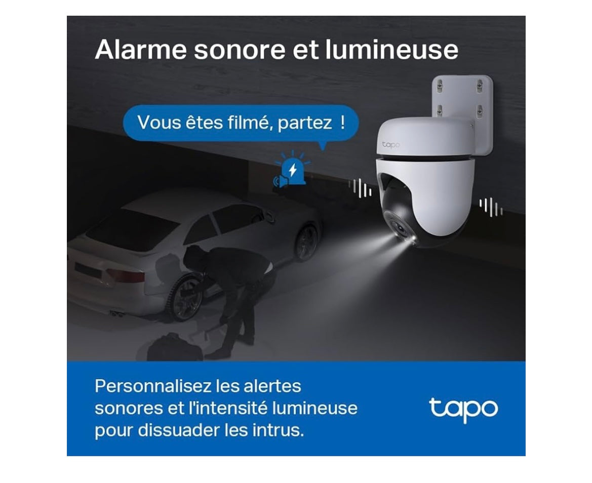 Tapo Caméra Wifi de surveillance extérieure motorisée 1080P 360 iOS/Androïd -5.000F
